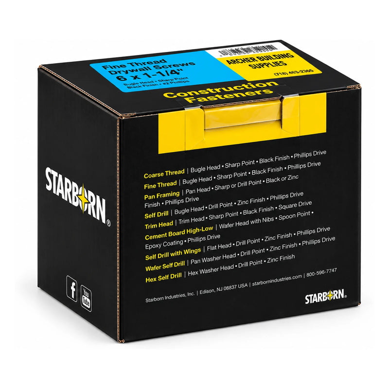 Starborn #6 x 1-1/4 in. Fine Thread Drywall Screws, 5 lb. Box - view 2