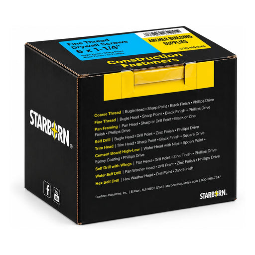 Starborn #6 x 1-1/4 in. Fine Thread Drywall Screws, 5 lb. Box - view 2