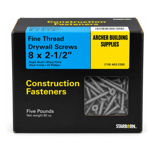 Starborn #8 x 2-1/2 in. Fine Thread Drywall Screws, 5 lb. Box