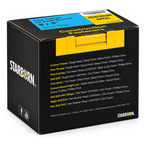 Starborn #8 x 3 in. Fine Thread Drywall Screws, 5 lb. Box - view 2