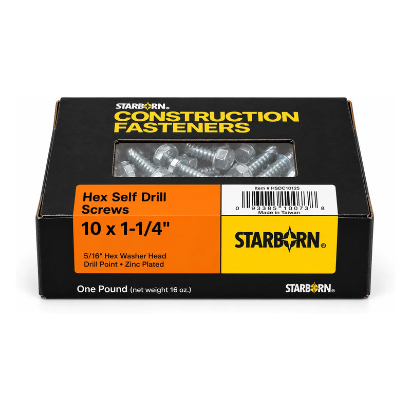 Starborn #10 x 1-1/4 in. Hex Self-Drilling Screws, 1 lb. Box
