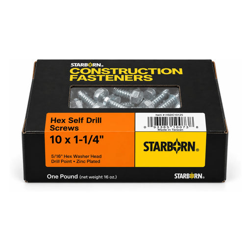 Starborn #10 x 1-1/4 in. Hex Self-Drilling Screws, 1 lb. Box