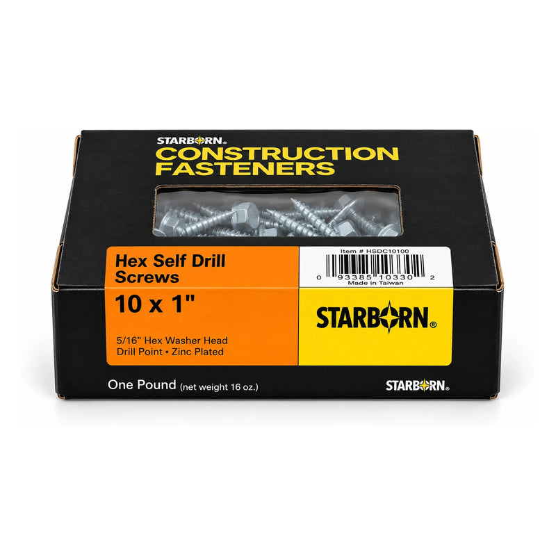 Starborn #10 x 1 in. Hex Self-Drilling Screws, 1 lb. Box