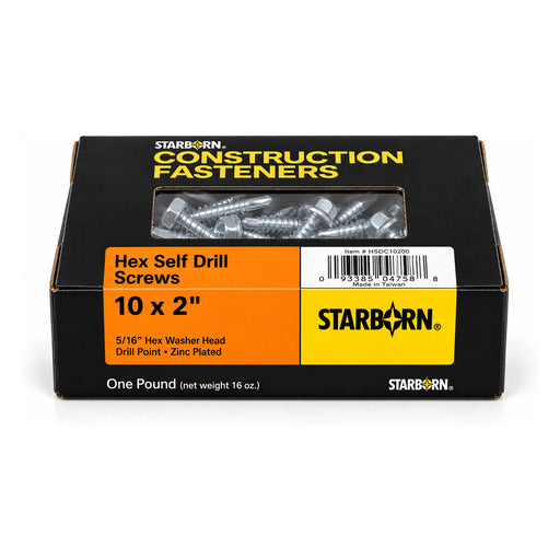 Starborn #10 x 2 in. Hex Self-Drilling Screws, 1 lb. Box