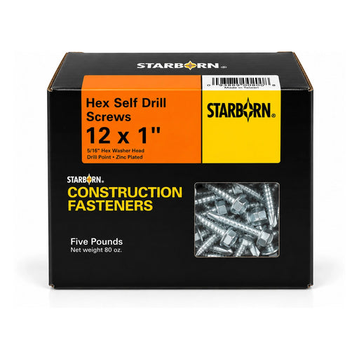 Starborn #12 x 1 in. Hex Self-Drilling Screws, 5 lb. Box