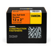 Starborn #12 x 2 in. Hex Self-Drilling Screws, 5 lb. Box