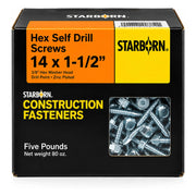 Starborn #14 x 1-1/2 in. Hex Self-Drilling Screws, 5 lb. Box