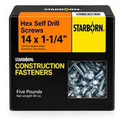 Starborn #14 x 1-1/4 in. Hex Self-Drilling Screws, 5 lb. Box