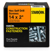 Starborn #14 x 2 in. Hex Self-Drilling Screws, 5 lb. Box