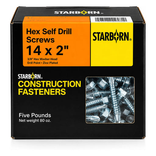 Starborn #14 x 2 in. Hex Self-Drilling Screws, 5 lb. Box