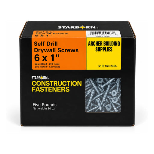 Starborn #6 x 1 in. Self-Drilling Drywall Screws, 5 lb. Box