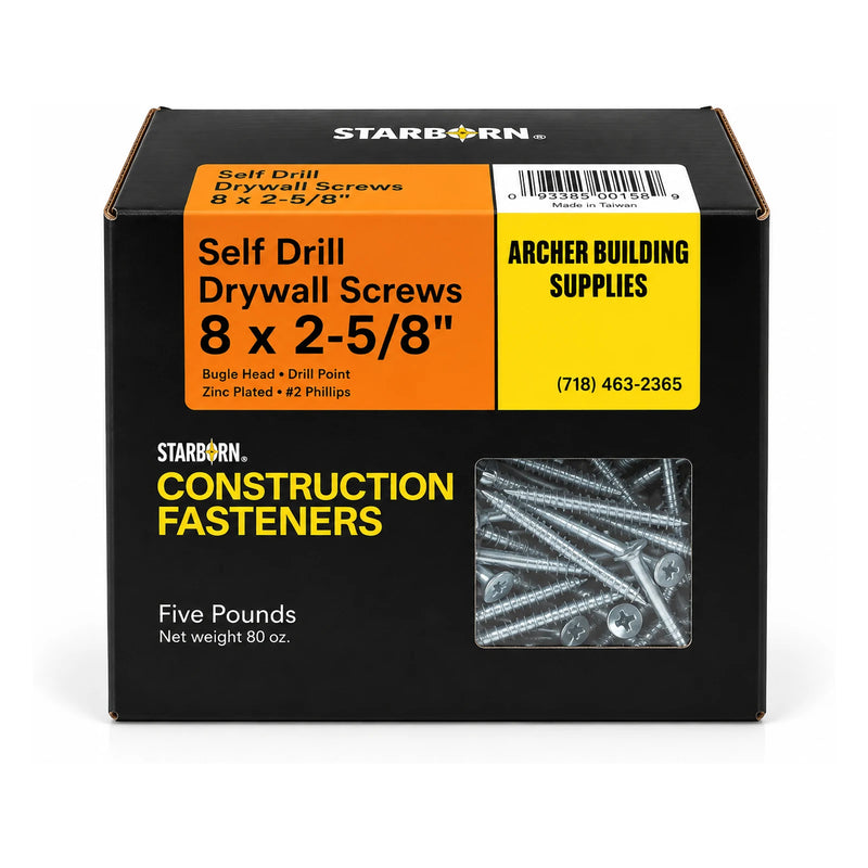 Starborn #8 x 2-5/8 in. Self-Drilling Drywall Screws, 5 lb. Box