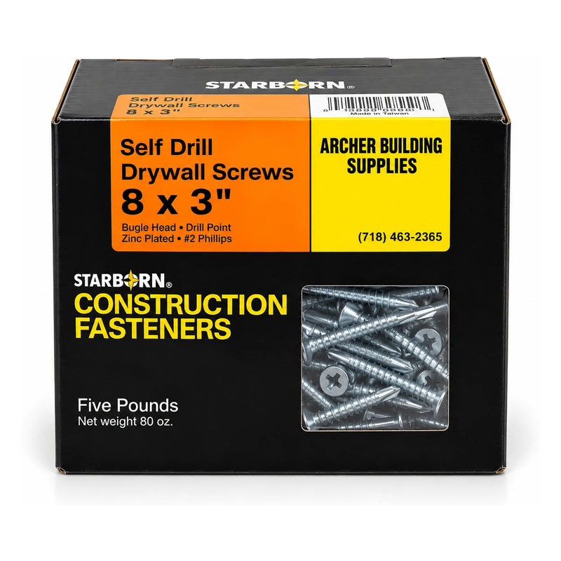 Starborn #8 x 3 in. Self-Drilling Drywall Screws, 5 lb. Box