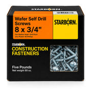 Starborn #8 x 3/4 in. Wafer Head Self-Drilling Screws, 5 lb. Box