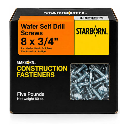 Starborn #8 x 3/4 in. Wafer Head Self-Drilling Screws, 5 lb. Box