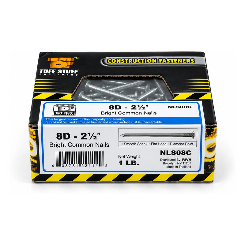 Tuff Stuff 8D 2-1/2 in. Bright Common Nails, 1 lb.